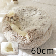 2-in-1 Round Plush Pet Bed – Warm, Soft & Cozy Winter Bed for Cats and Dogs