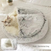 2-in-1 Round Plush Pet Bed – Warm, Soft & Cozy Winter Bed for Cats and Dogs