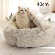 2-in-1 Round Plush Pet Bed – Warm, Soft & Cozy Winter Bed for Cats and Dogs