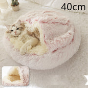 2-in-1 Round Plush Pet Bed – Warm, Soft & Cozy Winter Bed for Cats and Dogs