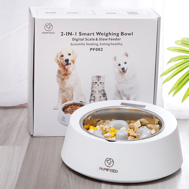 Smart Weighing Slow Feeder Dog Cat Pet Food Bowl
