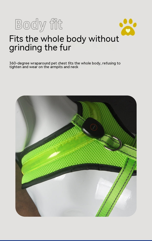 LED Luminous Dog Harness – USB Rechargeable Reflective Safety Vest for Small & Large Dogs