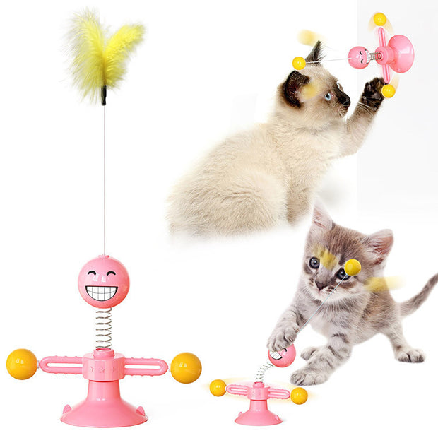 Cat Rotating Windmill Toy – Multi-Function Scratcher, Teething & Play