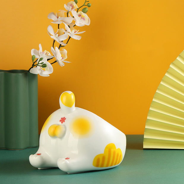 Ceramic Pet Bowl Cat & Dog Feeding Holder – Elevated Cartoon Design