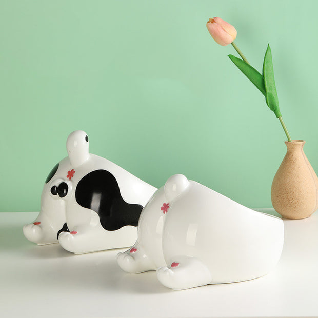Ceramic Pet Bowl Cat & Dog Feeding Holder – Elevated Cartoon Design