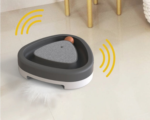 Smart Cat Triangle Turntable Toy – Interactive Electric Scratcher with Feather