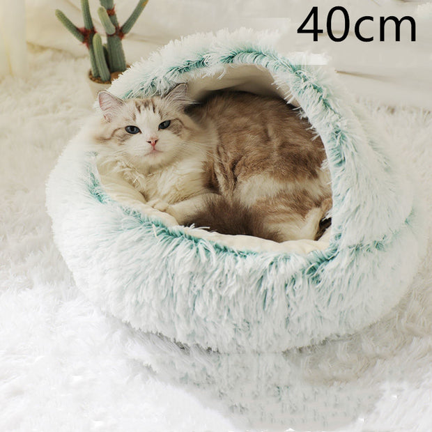 2-in-1 Round Plush Pet Bed – Warm, Soft & Cozy Winter Bed for Cats and Dogs