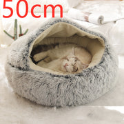 2-in-1 Round Plush Pet Bed – Warm, Soft & Cozy Winter Bed for Cats and Dogs