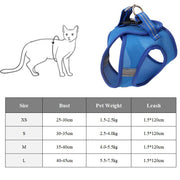 Anti-Strike Cat Harness – Breathable Mesh Walking Vest with Leash for Cats