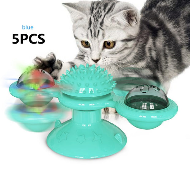 Cat Rotating Windmill Toy – Multi-Function Scratcher, Teething & Play