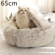 2-in-1 Round Plush Pet Bed – Warm, Soft & Cozy Winter Bed for Cats and Dogs