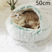 2-in-1 Round Plush Pet Bed – Warm, Soft & Cozy Winter Bed for Cats and Dogs