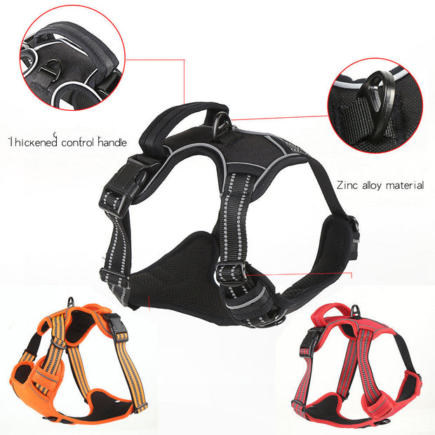 Dog Harness No Pull Breathable Reflective Pet Harness Vest Beaded Pet Necklace