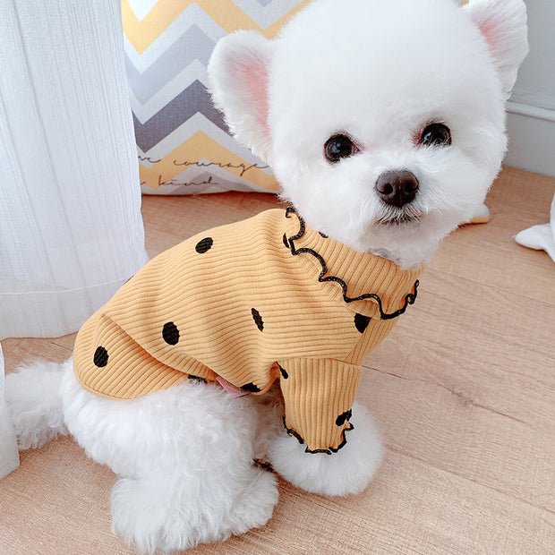 Dot Turtleneck Dog Shirt – Soft Bottoming Layer for Small & Medium Dogs