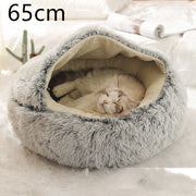 2-in-1 Round Plush Pet Bed – Warm, Soft & Cozy Winter Bed for Cats and Dogs