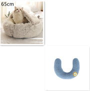 2-in-1 Round Plush Pet Bed – Warm, Soft & Cozy Winter Bed for Cats and Dogs