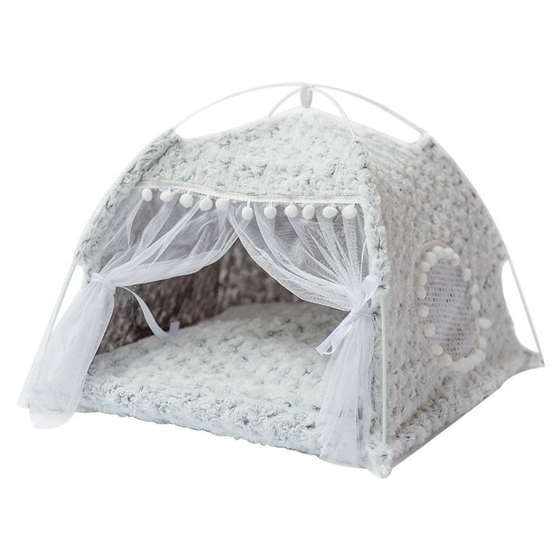 Breathable Semi-Closed Pet Bed – All-Season Comfort