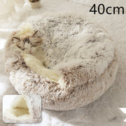 2-in-1 Round Plush Pet Bed – Warm, Soft & Cozy Winter Bed for Cats and Dogs