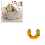2-in-1 Round Plush Pet Bed – Warm, Soft & Cozy Winter Bed for Cats and Dogs