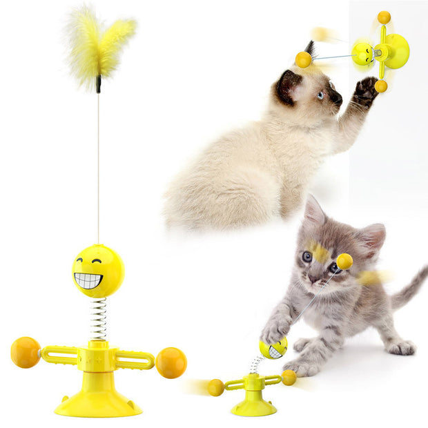 Cat Rotating Windmill Toy – Multi-Function Scratcher, Teething & Play
