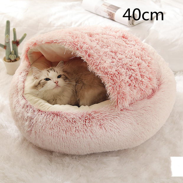 2-in-1 Round Plush Pet Bed – Warm, Soft & Cozy Winter Bed for Cats and Dogs