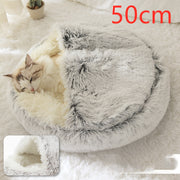 2-in-1 Round Plush Pet Bed – Warm, Soft & Cozy Winter Bed for Cats and Dogs
