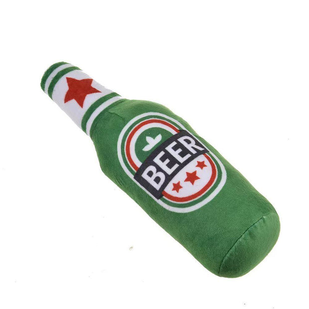 Fun plush vodka bottle dog toy with squeaky sound