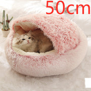 2-in-1 Round Plush Pet Bed – Warm, Soft & Cozy Winter Bed for Cats and Dogs