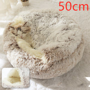 2-in-1 Round Plush Pet Bed – Warm, Soft & Cozy Winter Bed for Cats and Dogs