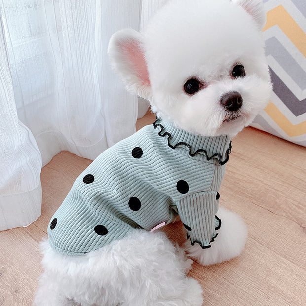 Dot Turtleneck Dog Shirt – Soft Bottoming Layer for Small & Medium Dogs