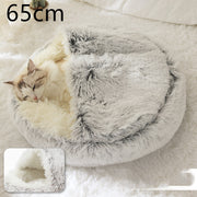 2-in-1 Round Plush Pet Bed – Warm, Soft & Cozy Winter Bed for Cats and Dogs