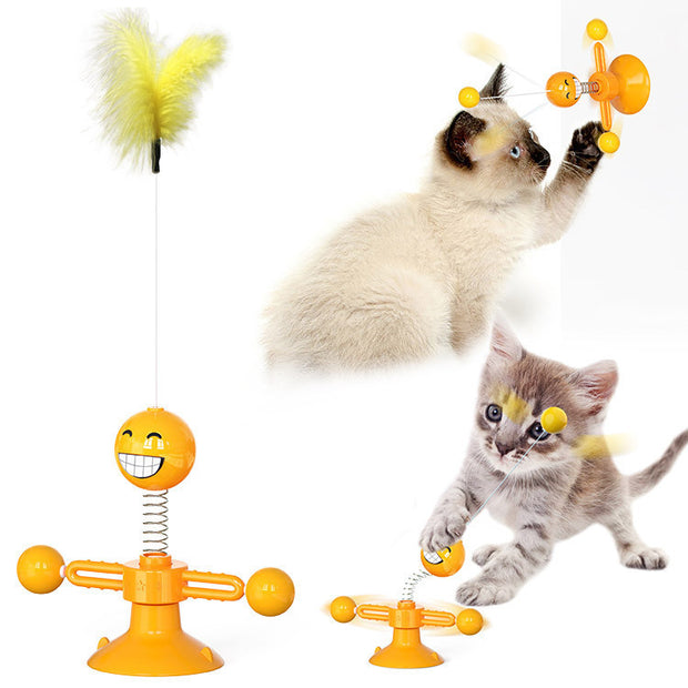 Cat Rotating Windmill Toy – Multi-Function Scratcher, Teething & Play