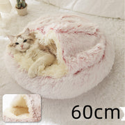 2-in-1 Round Plush Pet Bed – Warm, Soft & Cozy Winter Bed for Cats and Dogs