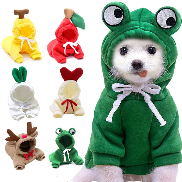 Cute Fruit Dog Hoodie – Warm Fleece Winter Coat for Small Dogs & Cats