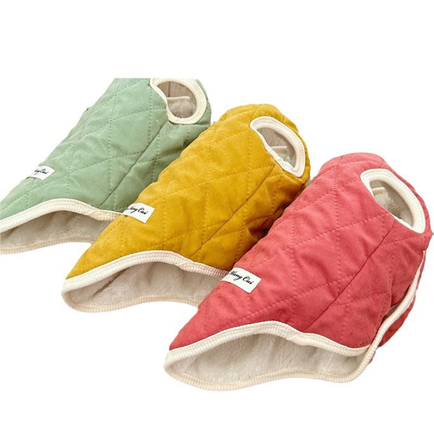 Fleece-Lined Winter Pet Coat – Warm Cotton Dog & Cat Clothes for Teddy, Bichon & Small Breeds