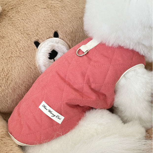 Fleece-Lined Winter Pet Coat – Warm Cotton Dog & Cat Clothes for Teddy, Bichon & Small Breeds