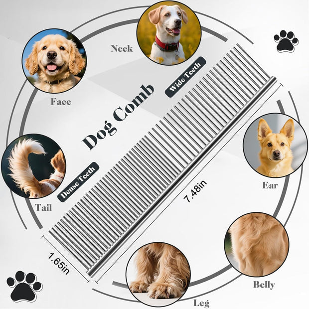 Pet Rake Brush & Straight Comb – Dog Grooming Tool