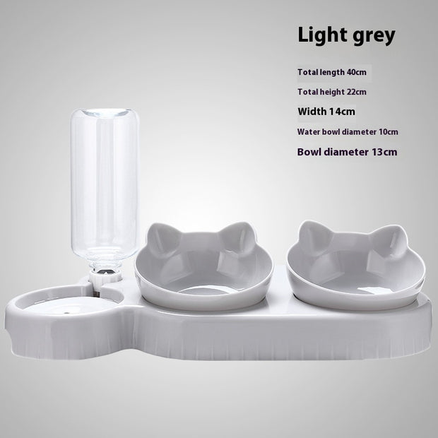 Automatic Double Bowl Pet Feeder – Food & Water Basin with Spine Protection