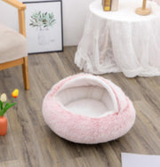 2-in-1 Round Plush Pet Bed – Warm, Soft & Cozy Winter Bed for Cats and Dogs