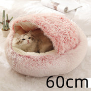 2-in-1 Round Plush Pet Bed – Warm, Soft & Cozy Winter Bed for Cats and Dogs