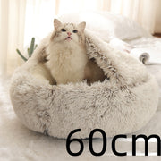2-in-1 Round Plush Pet Bed – Warm, Soft & Cozy Winter Bed for Cats and Dogs
