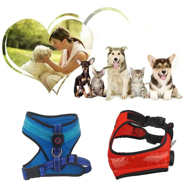 LED Luminous Dog Harness – USB Rechargeable Reflective Safety Vest for Small & Large Dogs