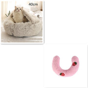 2-in-1 Round Plush Pet Bed – Warm, Soft & Cozy Winter Bed for Cats and Dogs